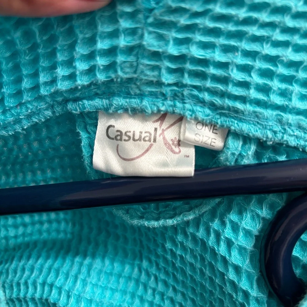 Turquoise Waffle Knit Robe - Picture 7 of 9
